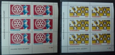 Tanzania 1986 Chess Rotary x 6 in blocks MNH S.632 foto