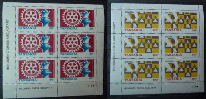 Tanzania 1986 Chess Rotary x 6 in blocks MNH S.632