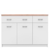 Cumpara ieftin Comoda 3 usi 2 sertare pal alb si maro stejar sonoma Topty 120x33x85 cm