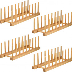Lei Pachet de 4 Suport pentru vase din lemn de bambus - Suport pentru farfurii S