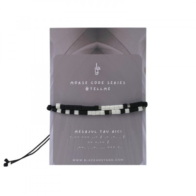 Bratara personalizata Cod Morse - Black White foto