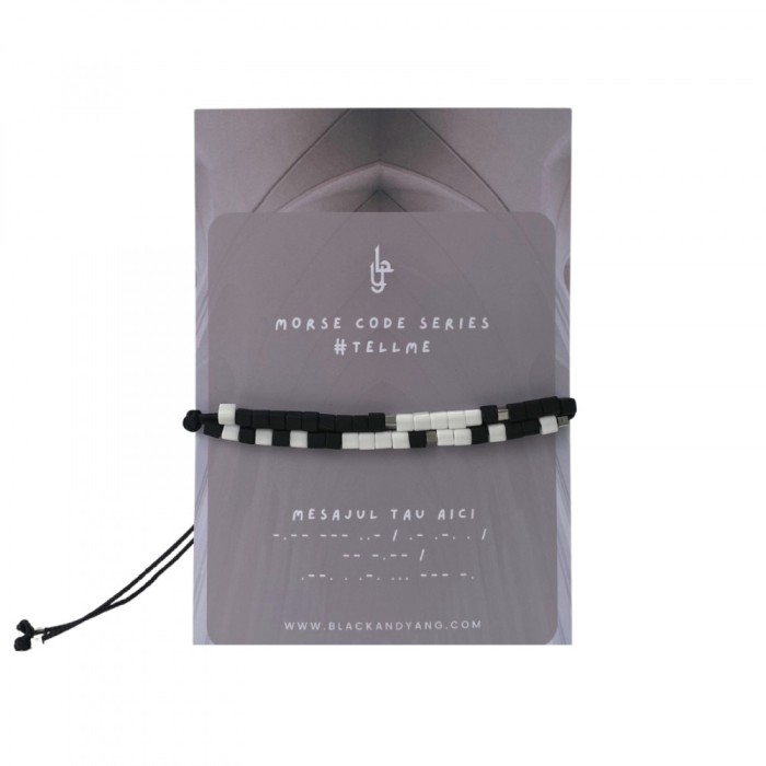 Bratara personalizata Cod Morse - Black White
