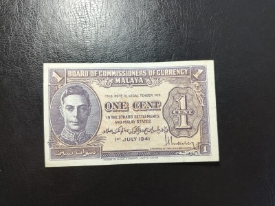 MALAYA 1 CENT 1941 SUPERBĂ foto