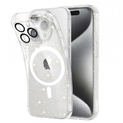 Husa MagSafe pentru Apple iPhone 15 Pro Max, Techsuit, SparkleSkin, Transparenta foto