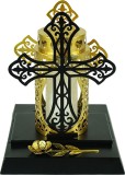 Decoratiune funerara solara MagicHome, cruce cu lumanare, IP44, 17x15x19 cm