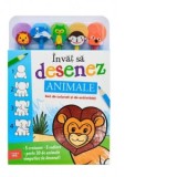 Invat sa desenez. Animale. Set de colorat si de activitati (contine 5 creioane si 5 radiere)