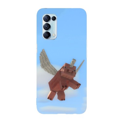 Husa compatibila cu Oppo A55, Viceversa, model Flying pig Minecraft, Silicon, TPU foto