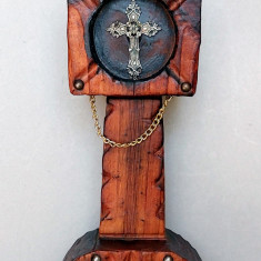 Troita Sf. Cruce - Miniatura ortodoxa cu cruce de argint, 26cm inaltime, vintage