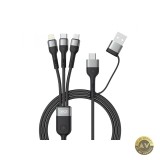 Cablu Incarcare USB-A / USB-C - Lightning / microUSB / USB-C XO Design NB254 3in1 60W 1.2m Negru