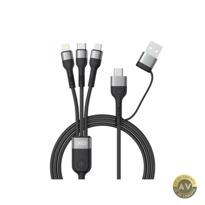 Cablu Incarcare USB-A / USB-C - Lightning / microUSB / USB-C XO Design NB254 3in1 60W 1.2m Negru