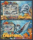 Togo 2016 - Fauna Marina - DELFINI - BL + KB - MNH, Nestampilat