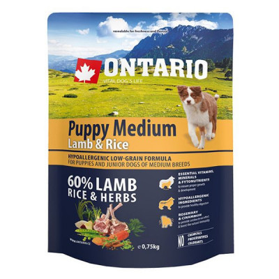 ONTARIO Puppy Medium Lamb &amp;amp;amp; Rice 0,75kg foto