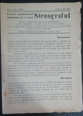myh 624 - Stenograful - Carnet saptamanal - nr 24-25 - iunie 1943 foto