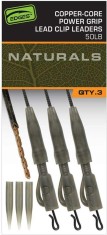 Montura Fox Edges Naturals Copper Core Power Grip Lead Clip Leaders, 75cm, 3buc/pac
