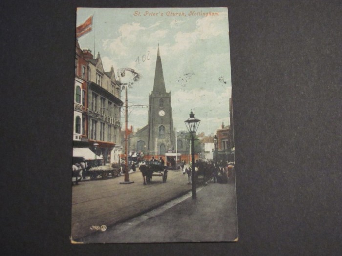 Carte Poștală Britanică originală &ndash; Biserica St. Peter Nottingham (cel mai probabil din perioada 1900&ndash;1940)