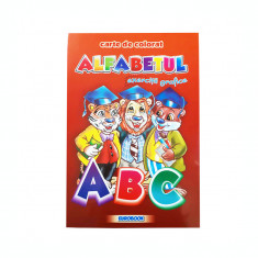Carte de colorat educativa: alfabetul, exercitii grafice, B5 16 pagini Eurobook