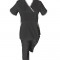 Costum Medical Pe Stil, Negru cu Elastan cu Garnitură stil Japonez, Model Sanda - L, 3XL