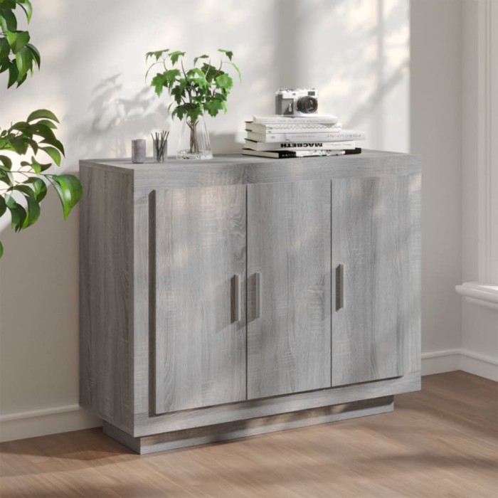vidaXL Servantă, sonoma gri, 92x35x75 cm, lemn compozit