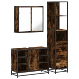 Cumpara ieftin Set mobilier de baie, 3 piese, stejar fumuriu, lemn prelucrat