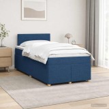 Cumpara ieftin Pat boxspring cu saltea albastru 120 x 190 cm Tesatura