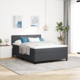 VidaXL Pat cu Arcuri cu Saltea Gri &Icirc;nchis 160x200 cm Țesătură de Corduroy