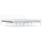 Cumpara ieftin Cadru de pat, alb, 200 x 200 cm, metal