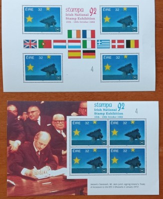 irlanda-1992-&amp;#039;&amp;#039; Expo-STAMPA-92-20aniv. aderare la EU.-&amp;#039;&amp;#039;2COLITE-MNH LUX -NESTAMPIL.-VEZI SCAN foto