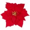 Ornament Crăciun, Floare Cu Clips, Crăciuniță Catifelată, Roșu, 23cm