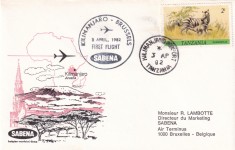 FILATELIE TEMATICA - PLIC TANZANIA TEMATICA FAUNA ZEBRA AIRMAIL