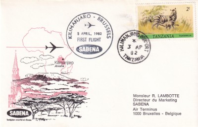 FILATELIE TEMATICA - PLIC TANZANIA TEMATICA FAUNA ZEBRA AIRMAIL foto