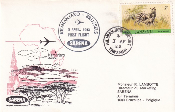 FILATELIE TEMATICA - PLIC TANZANIA TEMATICA FAUNA ZEBRA AIRMAIL