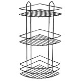 Etajera pentru baie, din metal, pe colt, trei rafturi, negru mat, A24203S, 210 x 210 x 530 mm