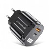 Incarcator Retea Techsuit Premium, 20W, 3A, 1 x USB-A - 1 x USB-C, Negru CHPD038, Universal