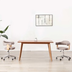 vidaXL Scaun de masă pivotant gri taupe lemn curbat/material textil foto