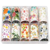 Cumpara ieftin Set Folii Transfer LUXORISE Flower Kit, 10 buc, LUXORISE Nail Art