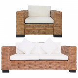 Set canapea cu perne, 2 piese, ratan natural GartenMobel Dekor, vidaXL