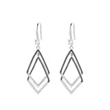 Cumpara ieftin Cercei lungi de argint 925, JW1850, model cu pietre negru, placati cu rodiu