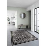 Covor Premium Belgian Model Valencia 22212-996, Marime 80 x 150 cm, Gri, Negru, Antialergic, Polipropilena, Living, Dormitor, Sufragerie, Birou