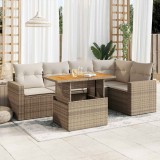 VidaXL Set canapele de grădină cu perne, 6 piese, bej, poliratan 3327040