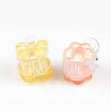 Set clame mini cu decor fundita galbena si floare roz