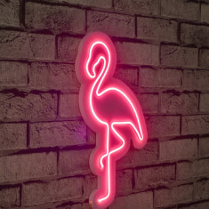 Decoratiune luminoasa LED, Flamingo, Benzi flexibile de neon, DC 12 V, Roz