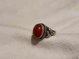 argint INEL cu CORAL TRIBAL etnic AFGHAN vintage VECHI de efect UNIC splendid