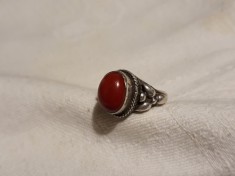 argint INEL cu CORAL TRIBAL etnic AFGHAN vintage VECHI de efect UNIC splendid