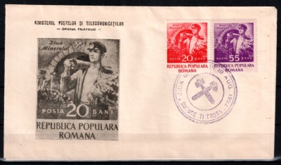 Romania 1952, LP 328, Ziua Minerului, FDC. Plic PRIMA ZI. RAR! foto