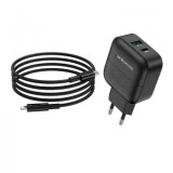 Cumpara ieftin Incarcator Priza Telefon Fast Charge PD3.0 Type C si USB QC3.0 18w + Cablu Date Lightning Borofone ba46a