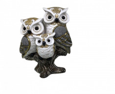 Decoratiune 3 Bufnite Regale, White Owls foto