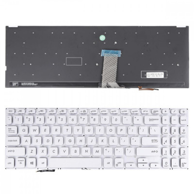 Tastatura Laptop, Asus, VivoBook S15 S530, S530U, S530UA, S530UF, S530UN, S530F, S530FA, S530FN, cu iluminare, argintie, layout US foto