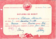 QW13 11 - 1951 - diploma - clasa 1 - Scoala elementara nr 1 fete - Craiova