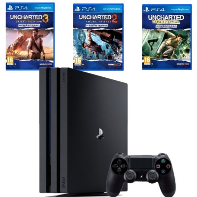 Pachet Consola Sony PlayStation 4 PRO PS4 1TB + Controller + 3 JOCURI Second-Hand SH foto