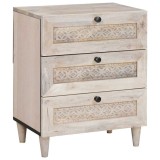 Noptiera vidaXL Bej, 50x33x60 cm, Lemn Masiv Mango, Sertar, Stil Rustic